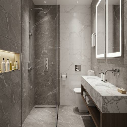 Luxury Bathroom Inspiration for Stylish Homes- Rain Shower, Ceiling Shower and More!